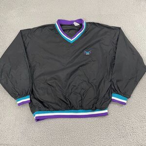 VTG Voit‎ Equipment Windbreaker Men L Black 90s Sportswear V-Neck Pullover